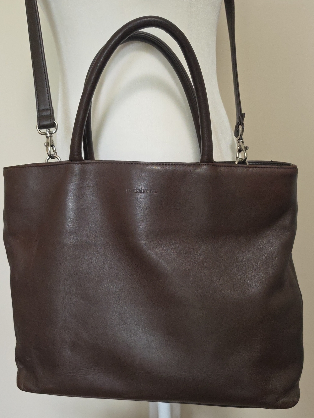 Liz Claiborne Leather Co. Convertible Brown Crossbody Tote Bag